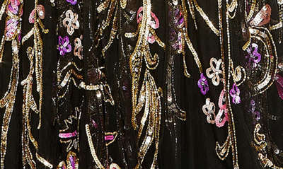 Shop Mac Duggal V-neck Sequin Column Gown In Black Multi