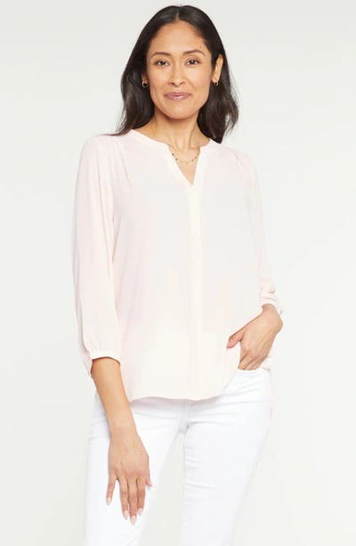 Shop Nydj High/low Crepe Blouse In Carnation