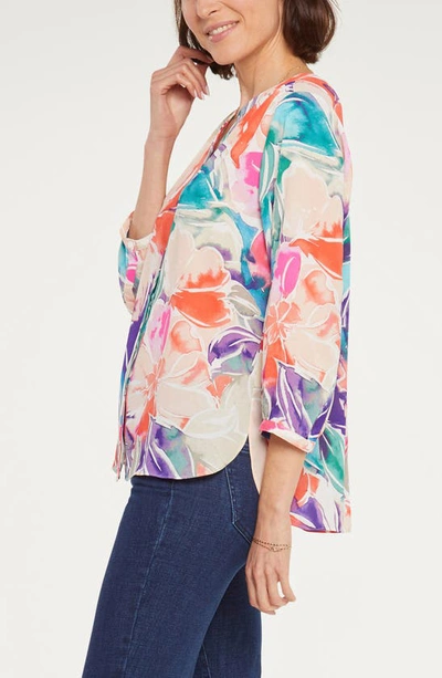 Shop Nydj High-low Crepe Blouse In Mirabeau