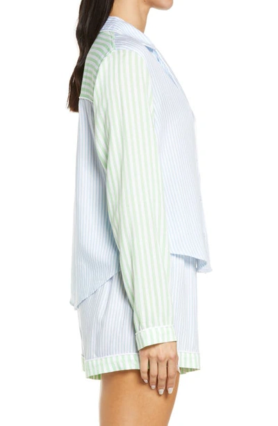 Rails Kellen Striped Long Sleeve Shorts Pajama Set In Mixed Lagoon Stripe