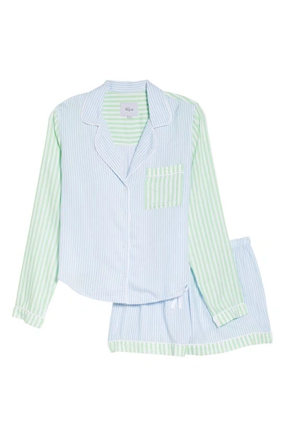 Rails Kellen Striped Long Sleeve Shorts Pajama Set In Mixed Lagoon Stripe