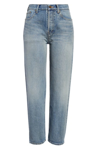 Shop Saint Laurent '90s Crop Denim Jeans In Dirty Authentic Blue