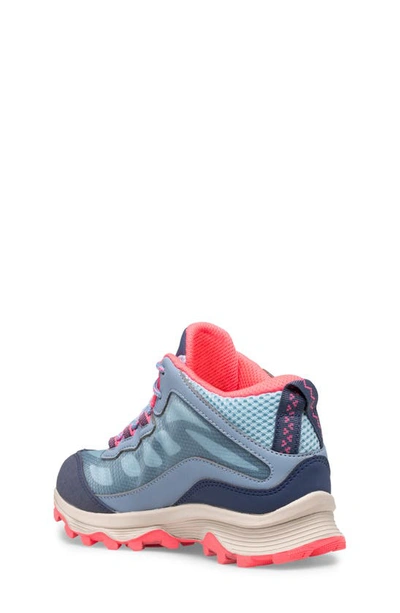 Shop Merrell Moab Speed Waterproof Mid Top Sneaker In Dusty Blue/ Coral