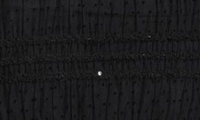 Shop Self-portrait Swiss Dot Mesh Shirred Long Sleeve Midi Dress In Black