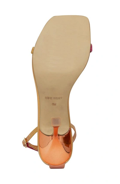 Shop Nine West Yess Ankle Strap Sandal In Metallic Orange/ Pink Ombre