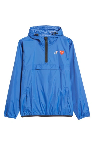 Shop Comme Des Garçons Play K-way Hooded Pullover In Blue