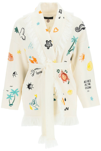 Shop Alanui Sound Of The Ocean Cardigan In White
