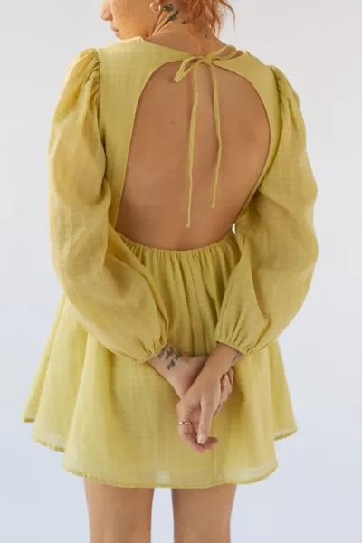 Ghospell Residence Long Sleeve Mini Dress In Yellow | ModeSens