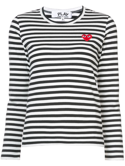 Shop Comme Des Garçons Play T-shirt Logo Righe In Black