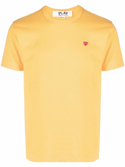 Shop Comme Des Garçons Play T-shirt Logo In Yellow & Orange