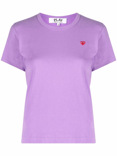 Shop Comme Des Garçons Play T-shirt Logo In Pink & Purple