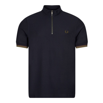 Shop Fred Perry Funnel Neck Polo In Navy