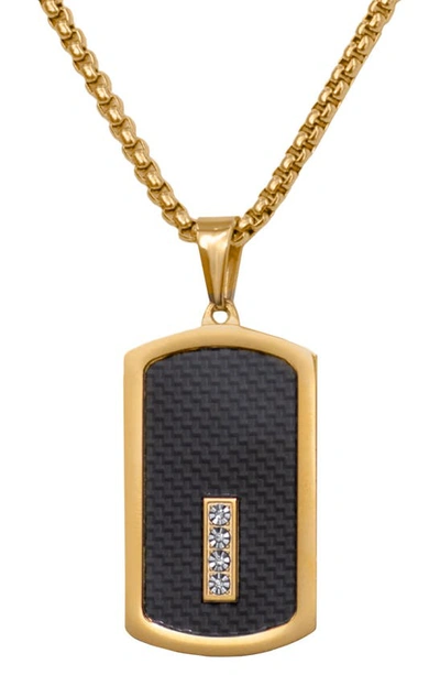Shop American Exchange Gold Tone Plated Stainless Steel Diamond Dog Tag Necklace