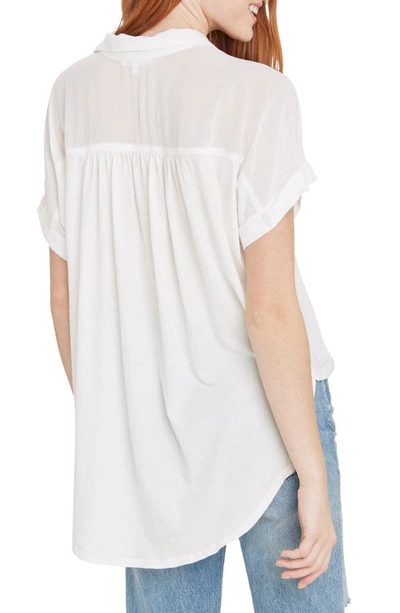 Splendid High-low Cotton Blend Button-up Shirt In White
