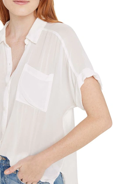 Splendid High-low Cotton Blend Button-up Shirt In White