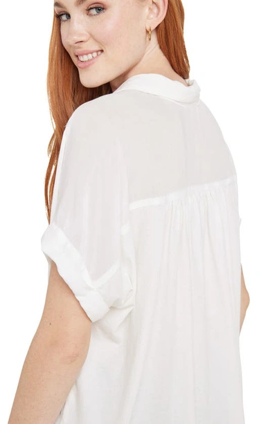 Splendid High-low Cotton Blend Button-up Shirt In White