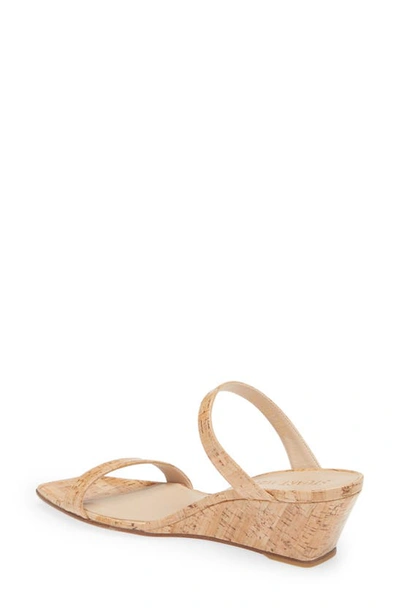 Stuart Weitzman Aleena Patent Two Band Wedge Sandals In Natural