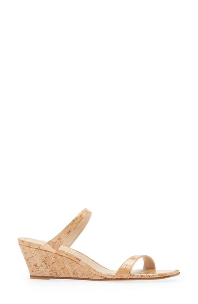 Stuart Weitzman Aleena Patent Two Band Wedge Sandals In Natural