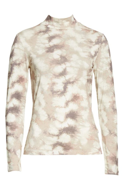 Samsoe & Samsoe Elsi Floral Print Mock Neck Top In Blurred Brown