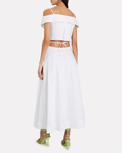 Shop Jonathan Simkhai Ansley Cold-shoulder Poplin Midi Dress In White