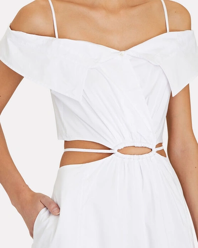 Shop Jonathan Simkhai Ansley Cold-shoulder Poplin Midi Dress In White