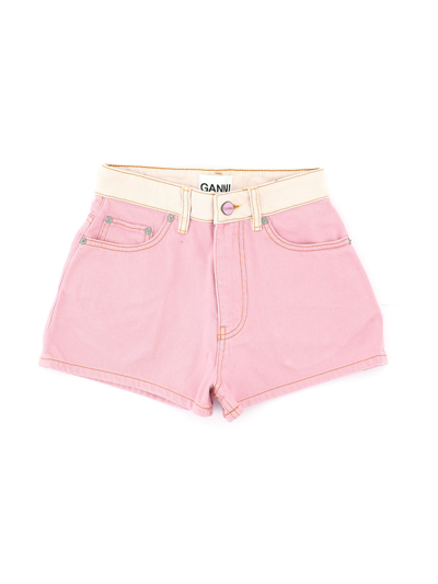 Shop Ganni Shorts In Light Lilac