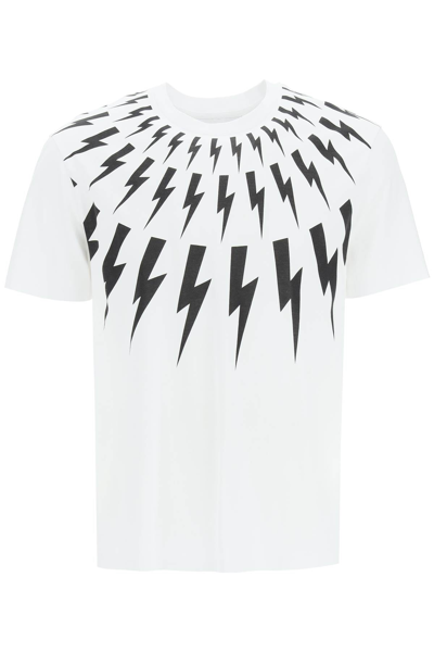 Shop Neil Barrett Fair-isle Thunderbolt T-shirt In Mixed Colours