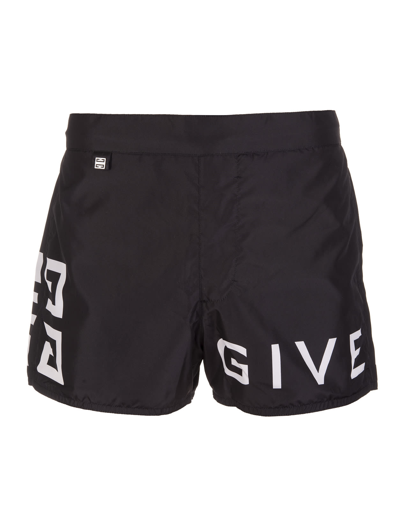 Shop Givenchy 4g  Black Swim Shorts In Black/white