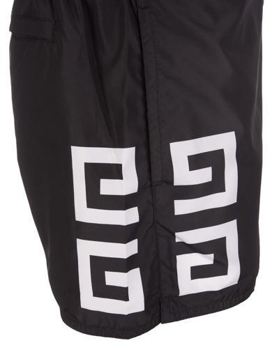 Shop Givenchy 4g  Black Swim Shorts In Black/white