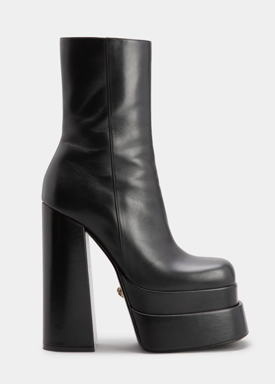 Shop Versace Aevitas Platform Boots In Nero Oro