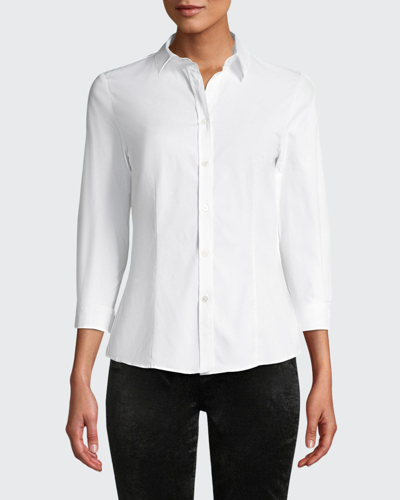 Shop Carolina Herrera Classic Cotton Button-front Shirt In Black