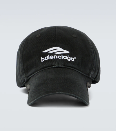 Shop Balenciaga 3b Sports Icon Baseball Cap In Black/red