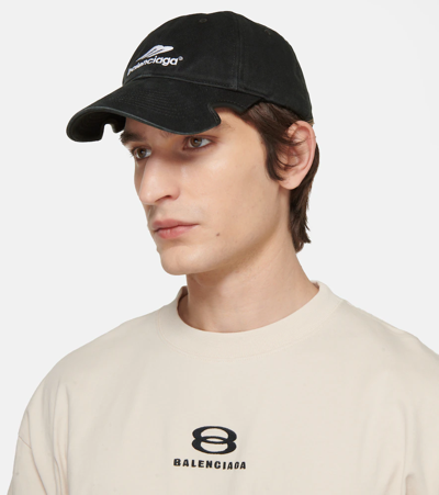 Shop Balenciaga 3b Sports Icon Baseball Cap In Black/red