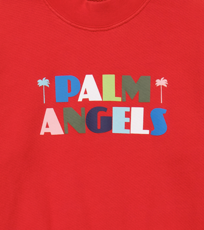 Shop Palm Angels Logo Printed Cotton Sweatshirt In Red Multicolor