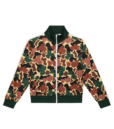 Shop Palm Angels Printed Jersey Track Jacket In Camu Military Beige