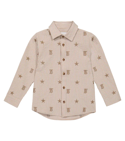Burberry Kids' Embroidered Striped Seersucker Shirt In Beige | ModeSens
