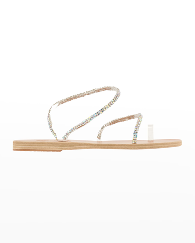 Shop Ancient Greek Sandals Irina Crystal Toe-loop Flat Sandals In Natural