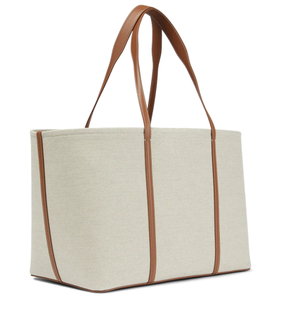 Shop Loro Piana Carry Everything Large Canvas Tote In Natural/saddle Brown