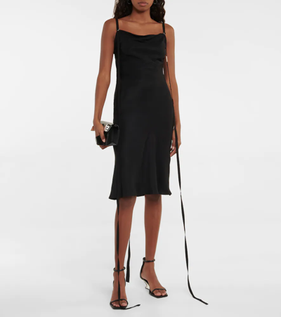 Shop Ann Demeulemeester Bias-cut Mesh Slip Dress In Black