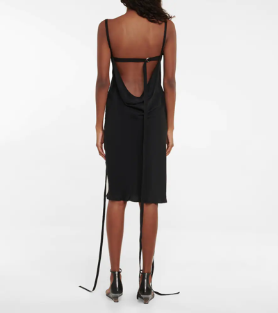 Shop Ann Demeulemeester Bias-cut Mesh Slip Dress In Black