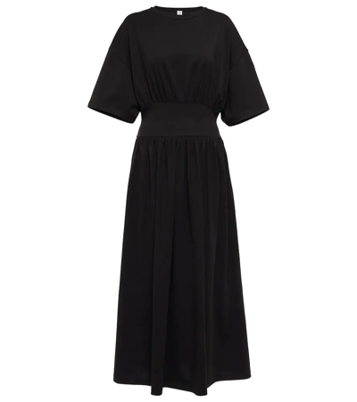 Shop Totême Cotton T-shirt Midi Dress In Black