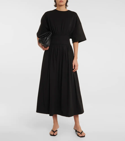 Shop Totême Cotton T-shirt Midi Dress In Black