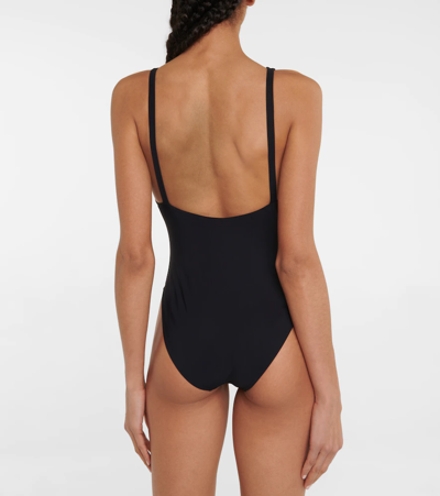 Shop Totême V-neck Swimsuit In Black