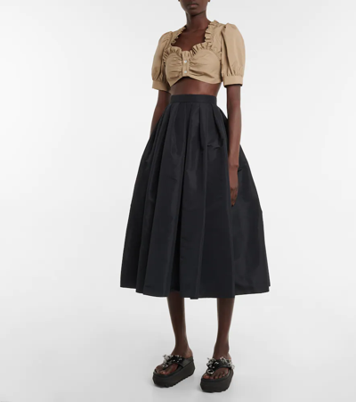 Noir Kei Ninomiya Gathered Cotton Crop Top In Beige