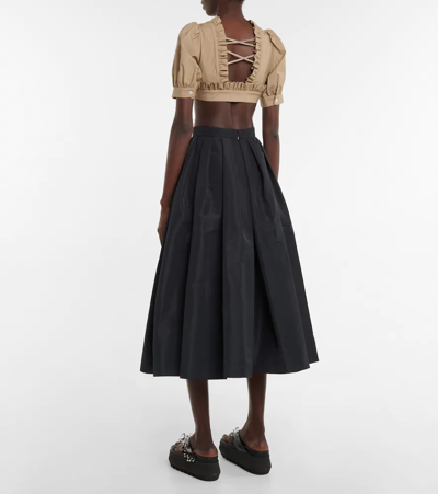 Noir Kei Ninomiya Gathered Cotton Crop Top In Beige