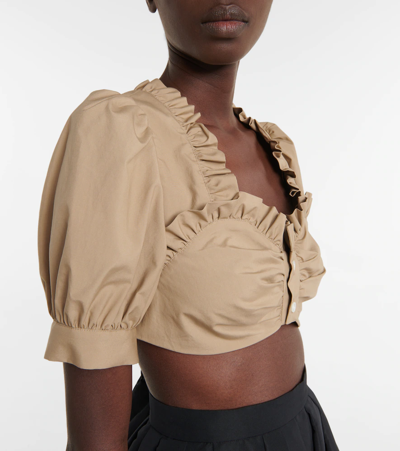 Shop Noir Kei Ninomiya Gathered Cotton Crop Top In Beige