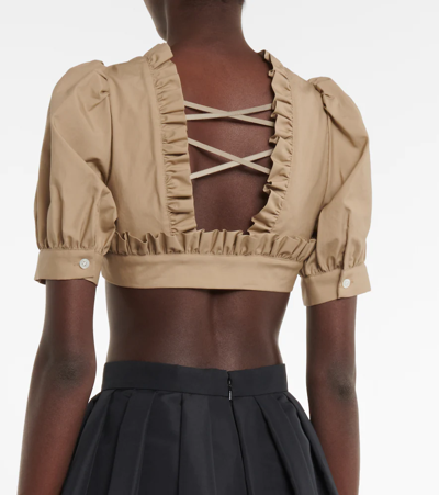 Noir Kei Ninomiya Gathered Cotton Crop Top In Beige