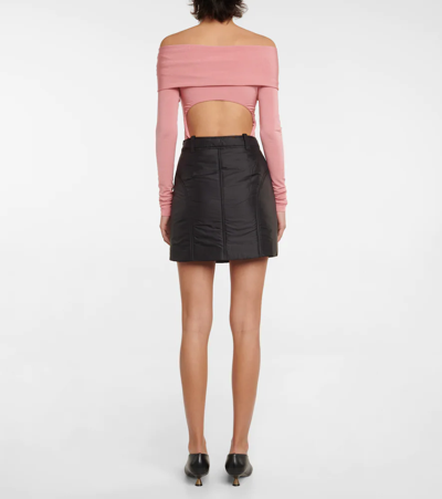 Shop Khaite Mitsi Nylon High-rise Miniskirt In Black