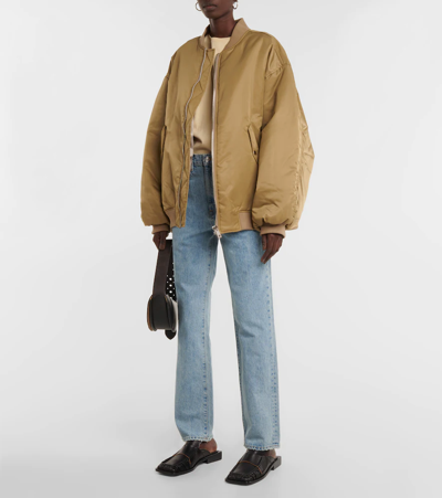 The Frankie Shop Astra Oversized Shell Bomber Jacket In Olive