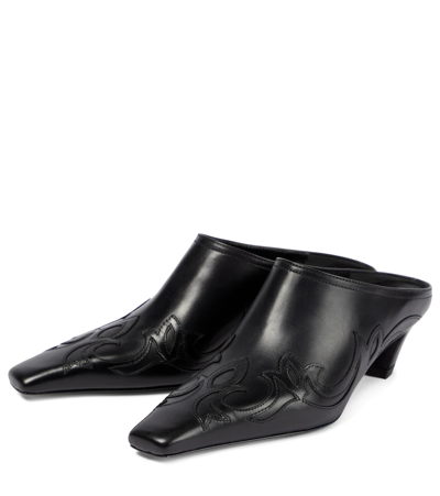 Shop Khaite Madison Leather Mules In Black